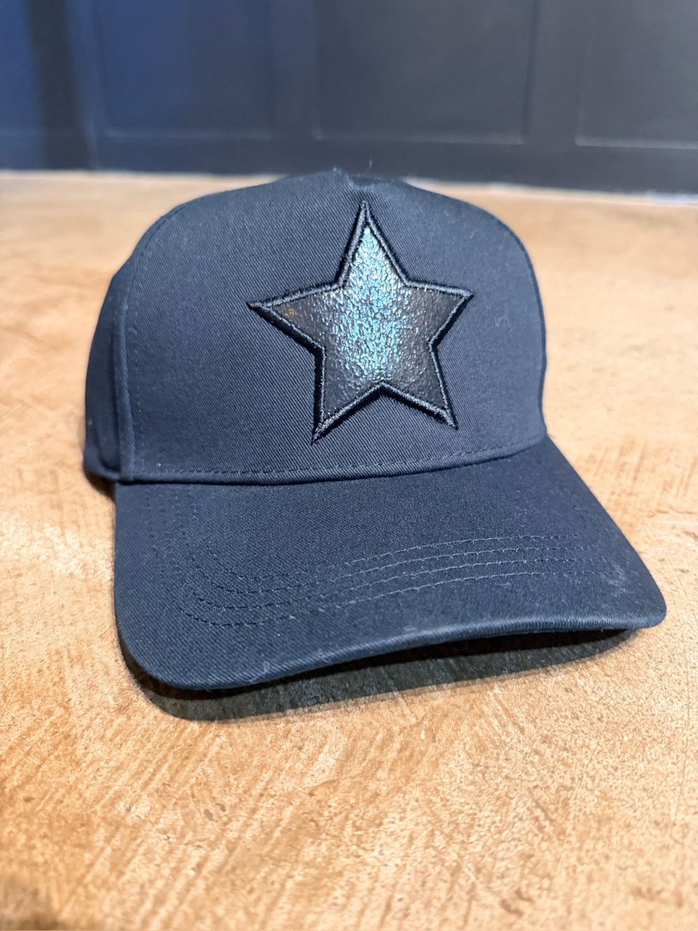 Vintage Havana All Black Star Patch Trucker Hat